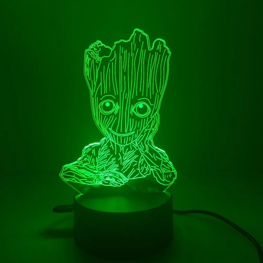 2019 г. Groot 3D светодиодный Ночной светильник креативная электрическая иллюзия 3d для