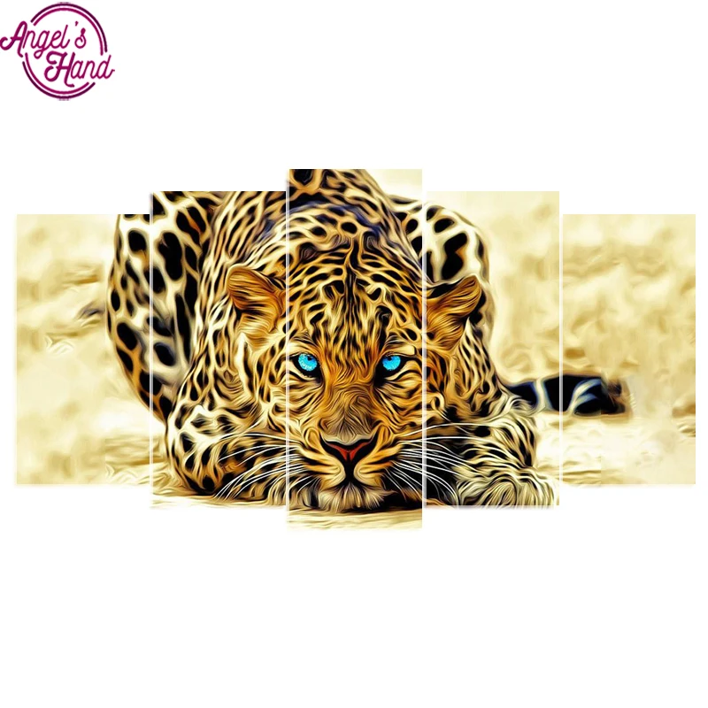 

5d diy square Diamond embroidery leopard 5pcs Multi-picture Combination diamond painting Cross Stitch Rhinestone mosaic