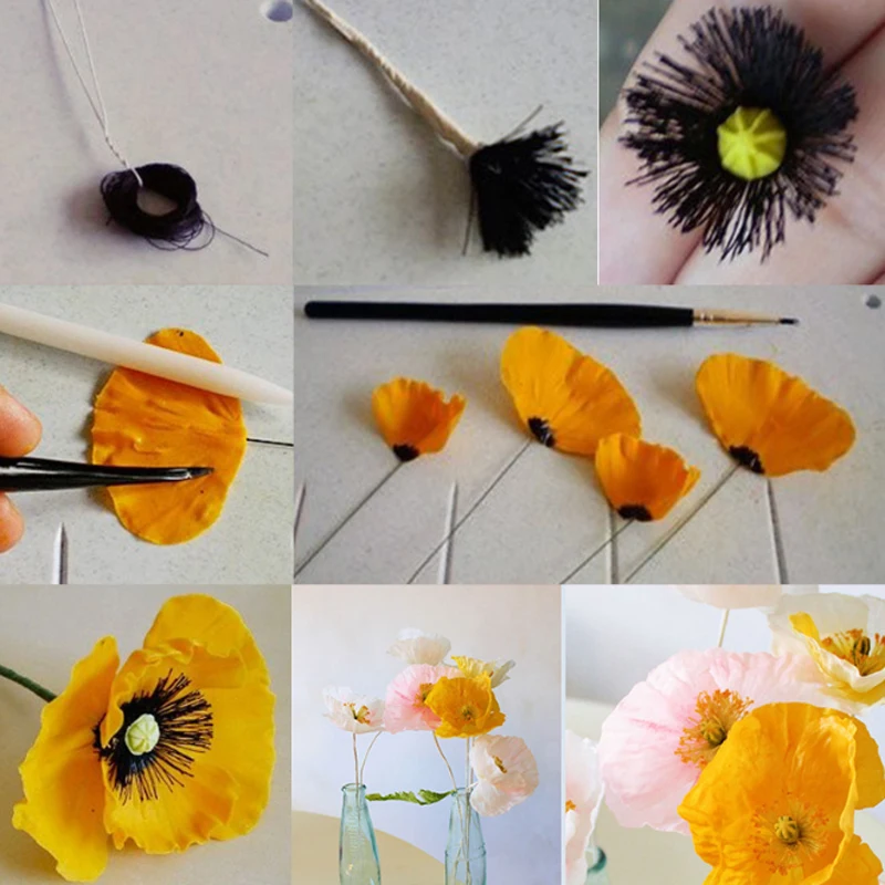 Цветок мака лепесток текстура плесень Силиконовая форма помадка торт украшения