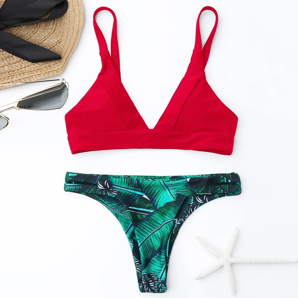 Женский купальный костюм maillot de bain набор бикини с высокой талией и принтом 2019 |