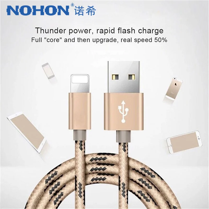 NOHON 2 шт. USB кабель передачи данных для быстрой зарядки Apple iPhone XS MAX XR X 7 6 8 6S 5S 5 Plus iPad
