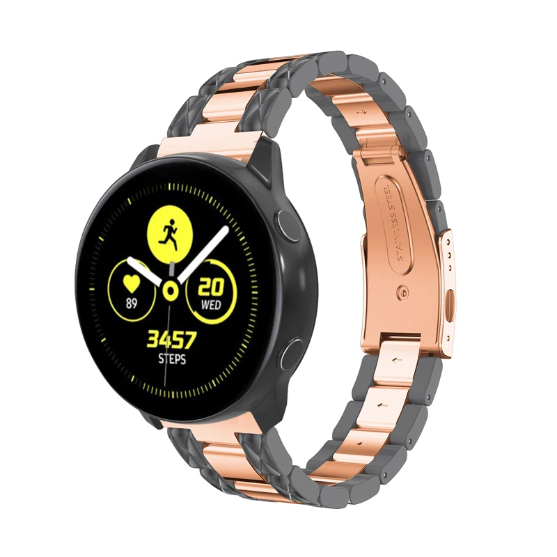 Браслет для samsung galaxy watch 20 мм 42 active S2 ремешок из смолы и нержавеющей стали amazfit bip