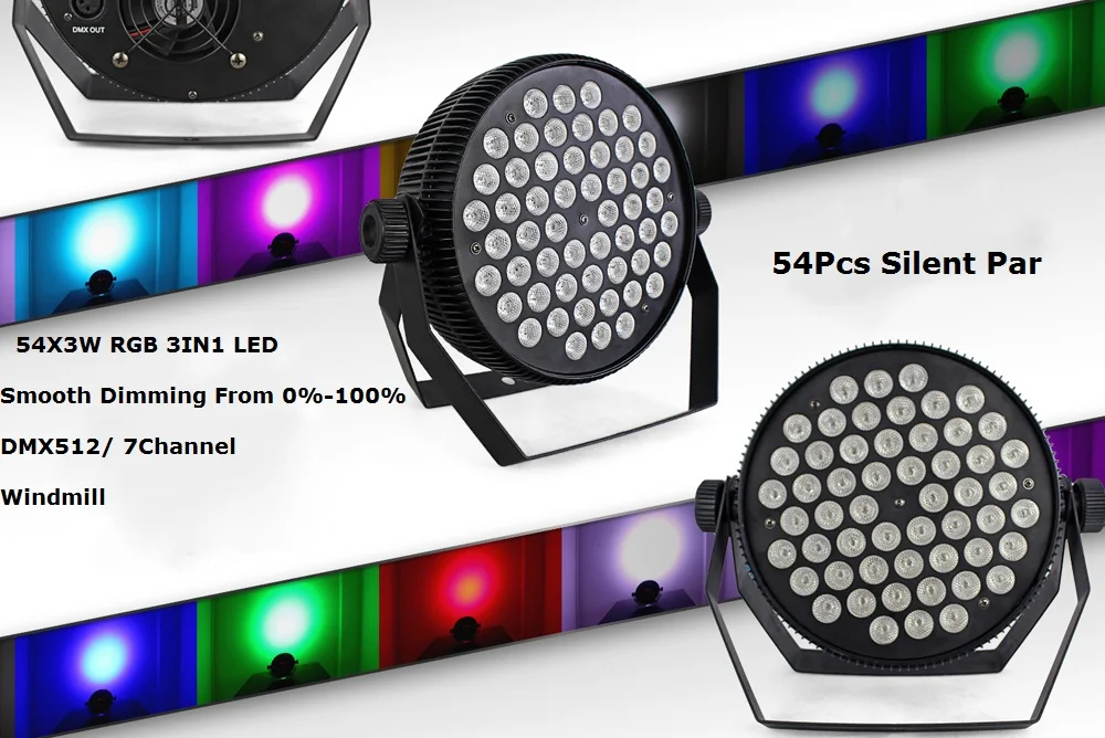 2018 новейший светодиодный бесшумный Par 54X3 Вт RGB 3в1 плоский свет диско лампа для