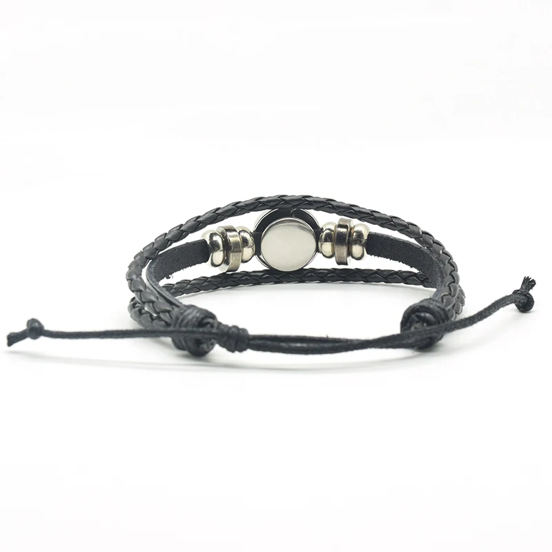

Earth Planet Head Fashion Glass Dome Cabochon Jewelry Black Woven Bracelet Weave Multilayer Button Bracelet Charm Women Men Gift
