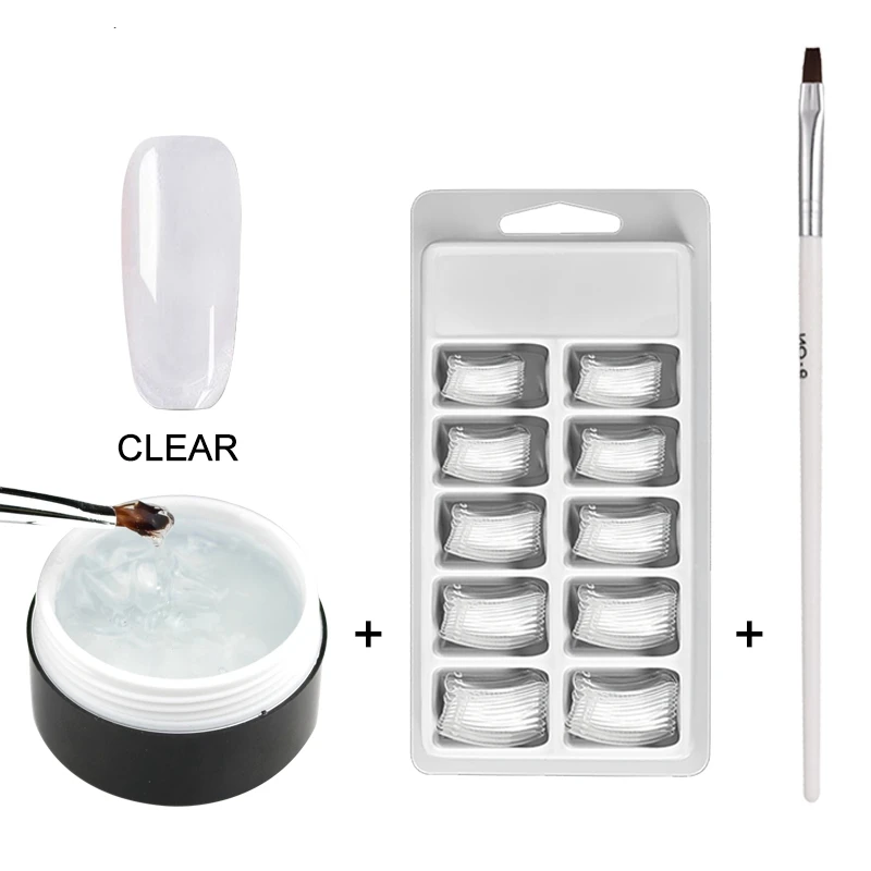 Set 01 Clear MIZHSE, УФ-гель, полигель для наращивания ногтей, кристально-желе, полигель для ногтей, УФ-гель, светодиодный, твердый гель, акриловый, строительный, Слип-раствор, наборы - Цвет: Set 01 Clear