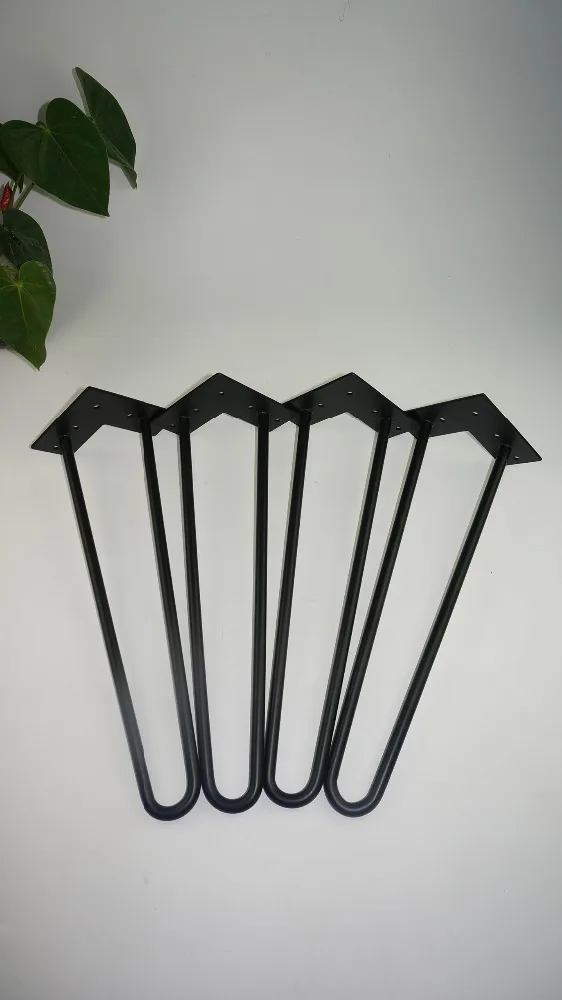 [Free shipping] 4 pcs 16&quot black metal furniture hairpin legs 2-rod/pin style | Мебель