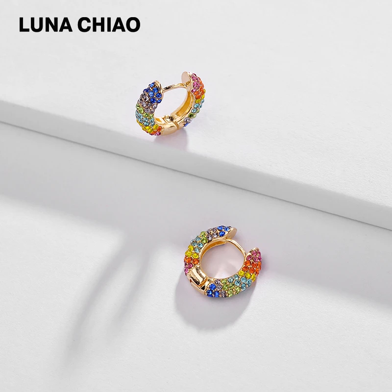 Женские Разноцветные серьги-кольца LUNA CHIAO летние серьги с разноцветными