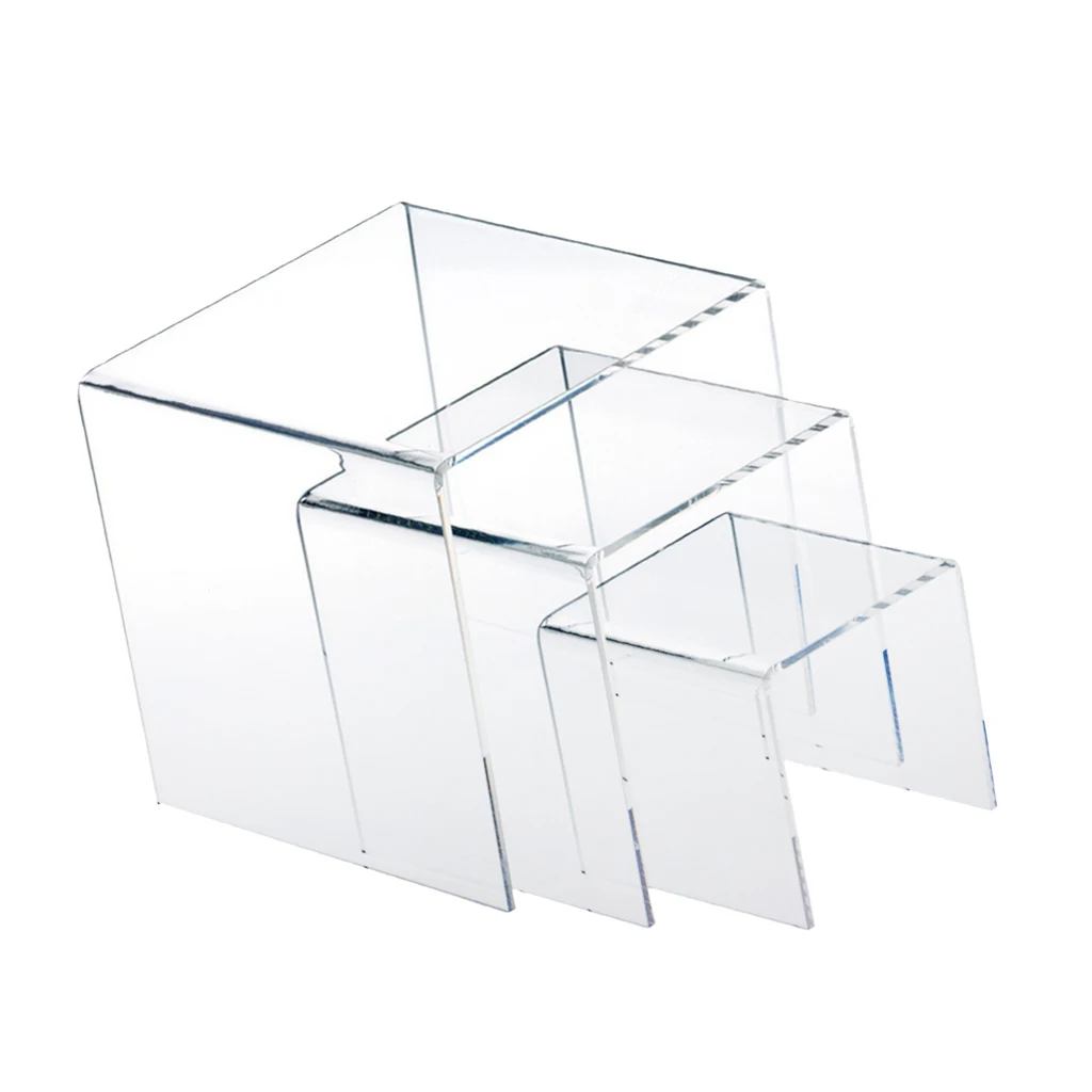 1 Set of 3pcs Top Quality Clear Acrylic Display Riser (3'' 4'' 5'') Jewelry Showcase miniatures Packaging |