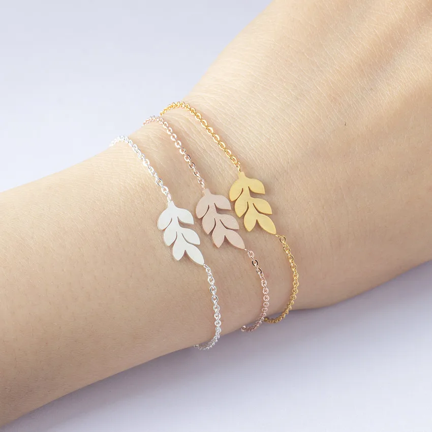 

V Attract 10 pcs Adjustable Chain Leaf Bracelet Ater Drop Pulseras Stainless Steel Bileklik Bayan Jewelry Femme Wholesale