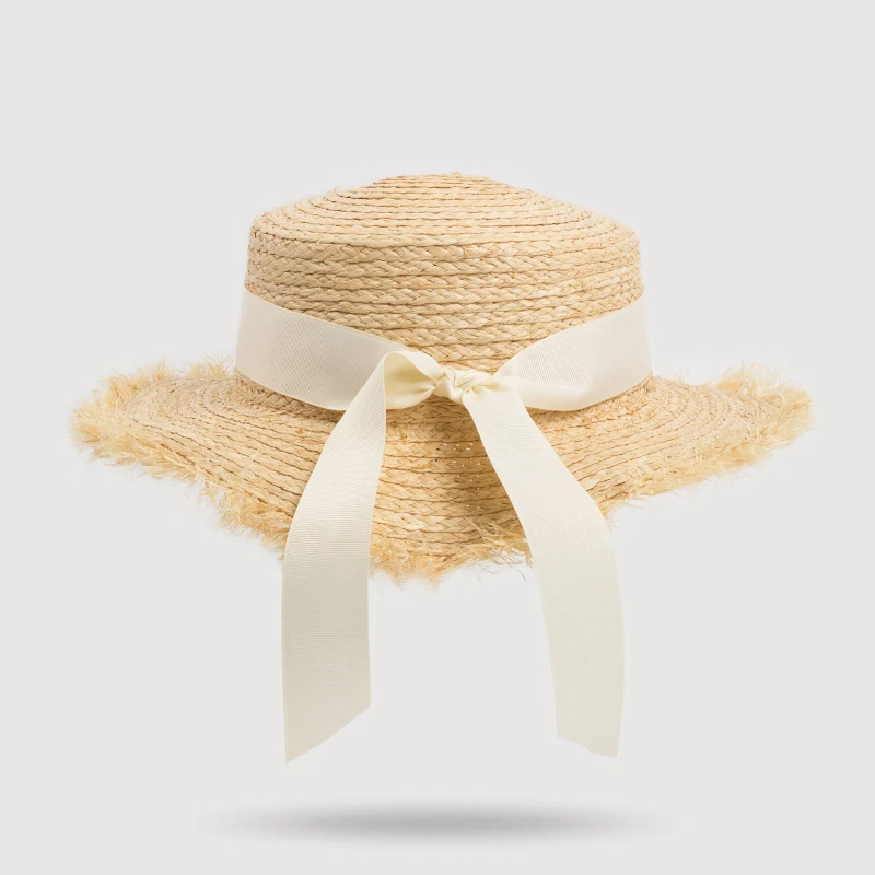Шляпа из 100% натуральной рафии с бантом летняя|sunscreen hats|straw hats womenstraw hat |