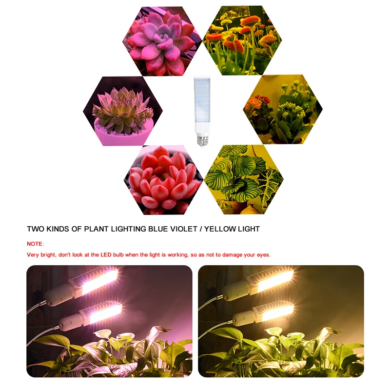 LED Grow Light Full Spectrum E27 Replacement Sunlight Phyto Growing Light for Plants Flowers AC 85-265V Clip-on Desk Grow Lamps