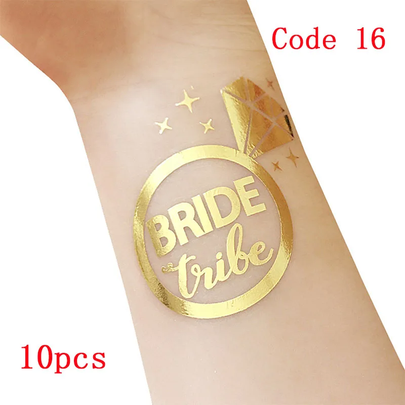 10pcs-code16 10 шт. свадебное украшение невесты to be татуировки наклейки свадебные принадлежности Команда Невесты Девичник курица вечерние Фламинго Boda - Цвет: 10pcs-code16