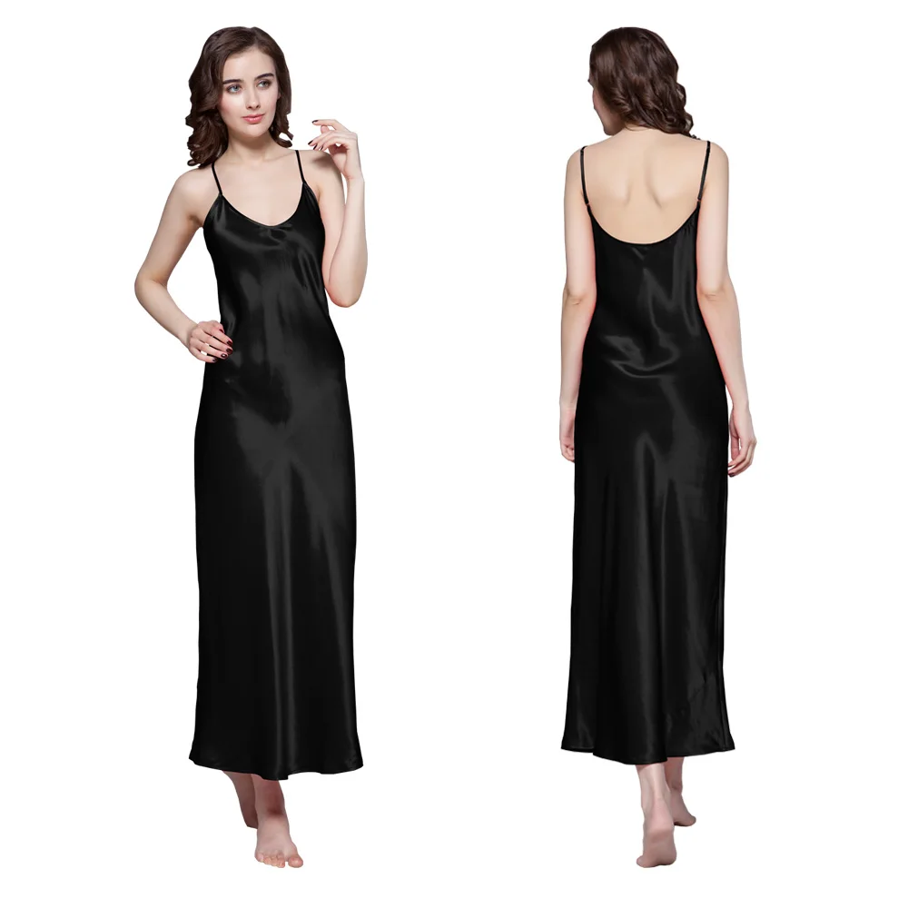 Black Lilysilk Женщин шелковой сексуальное ночной рубашке шелковицы глубоко совок назад 22 momme женская домашняя одежда платья летнее женское бельё для сна ночная сорочка бретельках - Цвет: Black