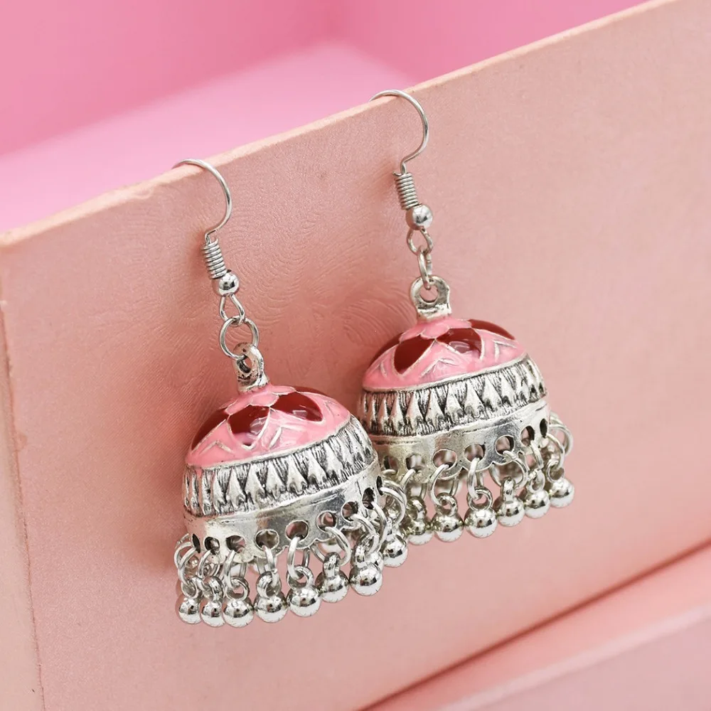Индийские яркие серьги Тайланд фестиваль вечевечерние Jhumka хиппи хеллоуин бохо