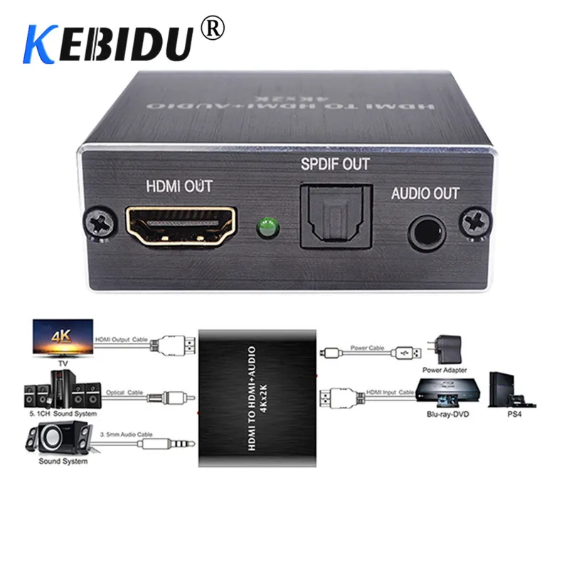 Новинка 4K x 2K HDMI аудио экстрактор + оптический TOSLINK SPDIF 3 5 мм стерео конвертер