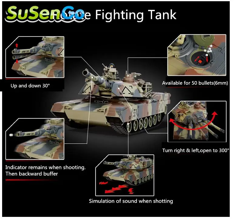 Большой Электрический радиоуправляемый игрушечный танк с дистанционным