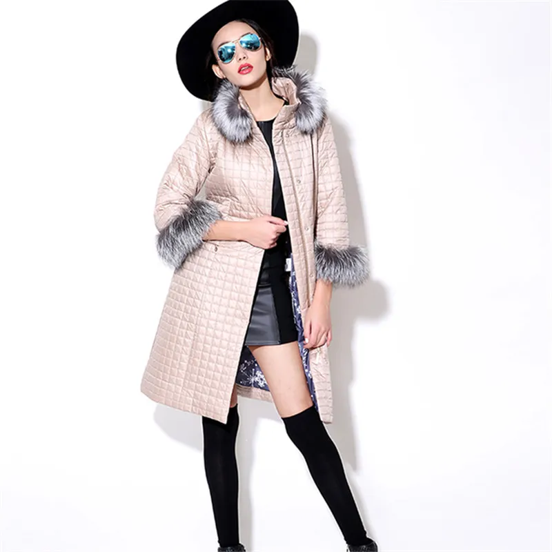 Женское зимнее пальто 2019 европейская куртка с воротником из Меха чернобурки