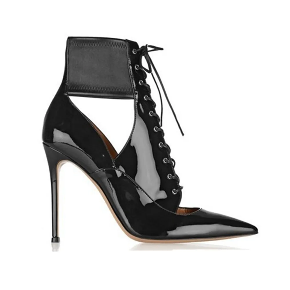 Женская обувь из лакированной кожи на высоком каблуке с ремешком|women ankle boots|ankle