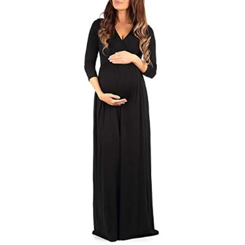 Длинные платья для беременных Одежда женщин однотонные прямые Vestidos весенняя