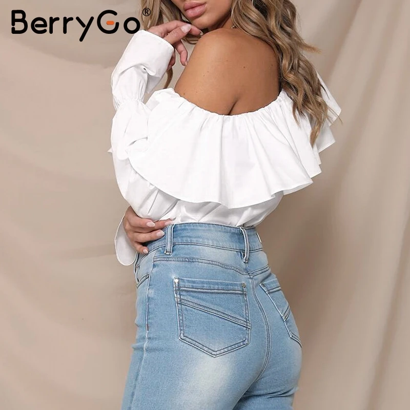 BerryGo элегантный с расклешенными рукавами slash средства ухода за кожей Шеи для