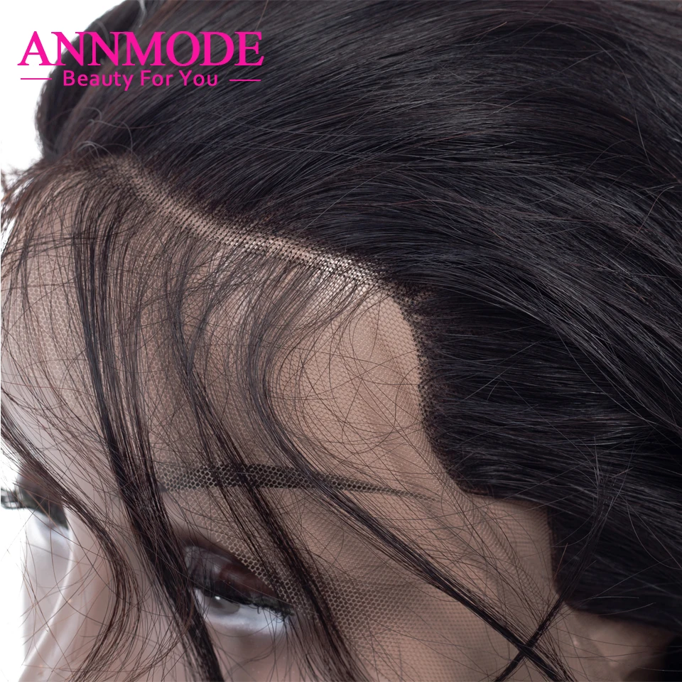 

Annmode 360 Indian Body Wave Frontal Pre Plucked Human Hair Closure Natural Hairline 22.5*4*2 Inch Non Remy Hair Extensions