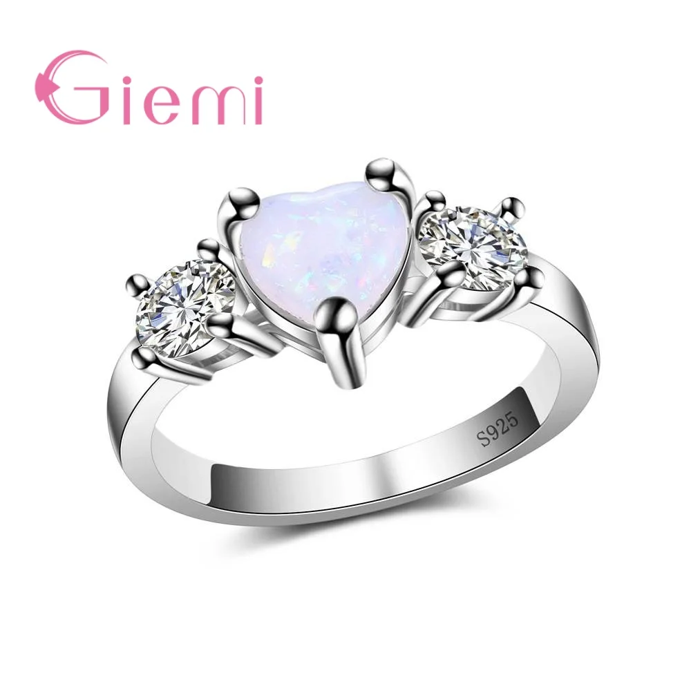 

Романтическое ювелирное изделие, 100% натуральный серебряный цвет, кольца, белое сердце, циркон, камень, обручальные свадебные кольца для жен...