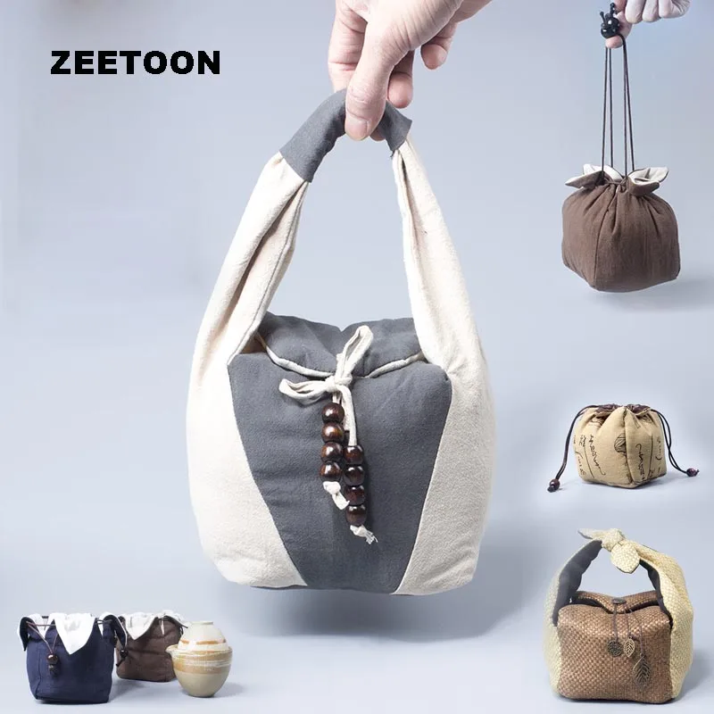 Японский портативный дорожный чайный набор сумка для хранения льняной пакет