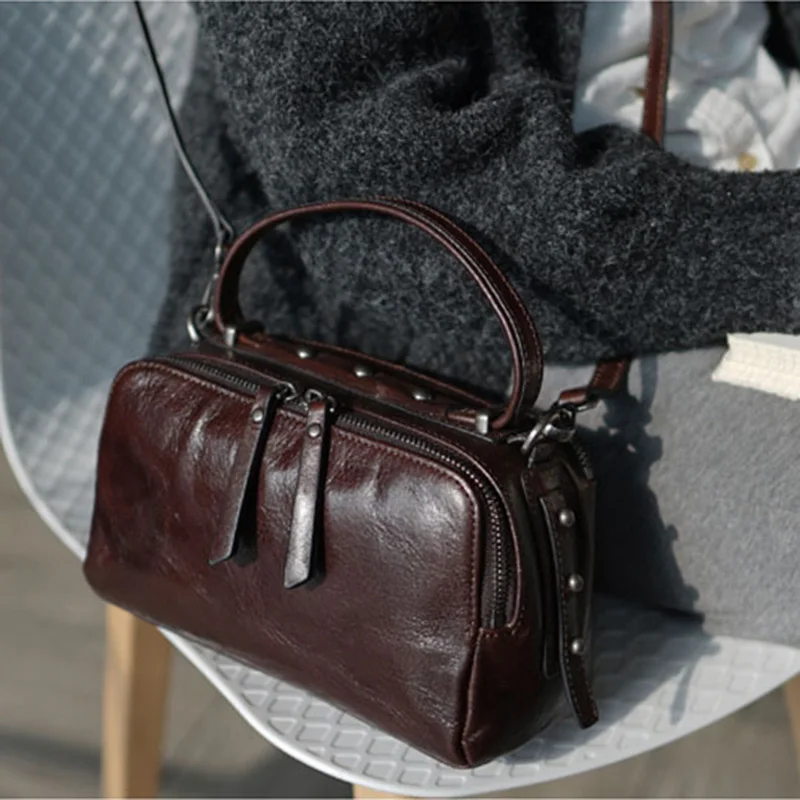 AETOO в форме Ретро ручной работы из воловьей кожи женская кожаная сумка через