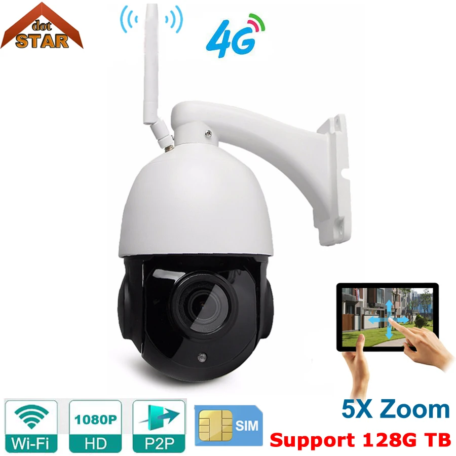 Stardot Беспроводная PTZ скоростная купольная IP камера WIFI наружная 1080P HD 5X Zoom аудио 128G