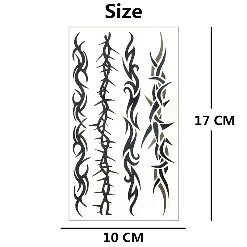 SHNAPIGN черный длинный шипы временный боди арт флэш стикер татуировки 10*17 см