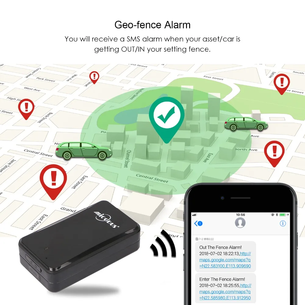 Сильный магнитный GPS трекер AT4 для автомобиля 2G IPX5 водонепроницаемый 10000 мАч в