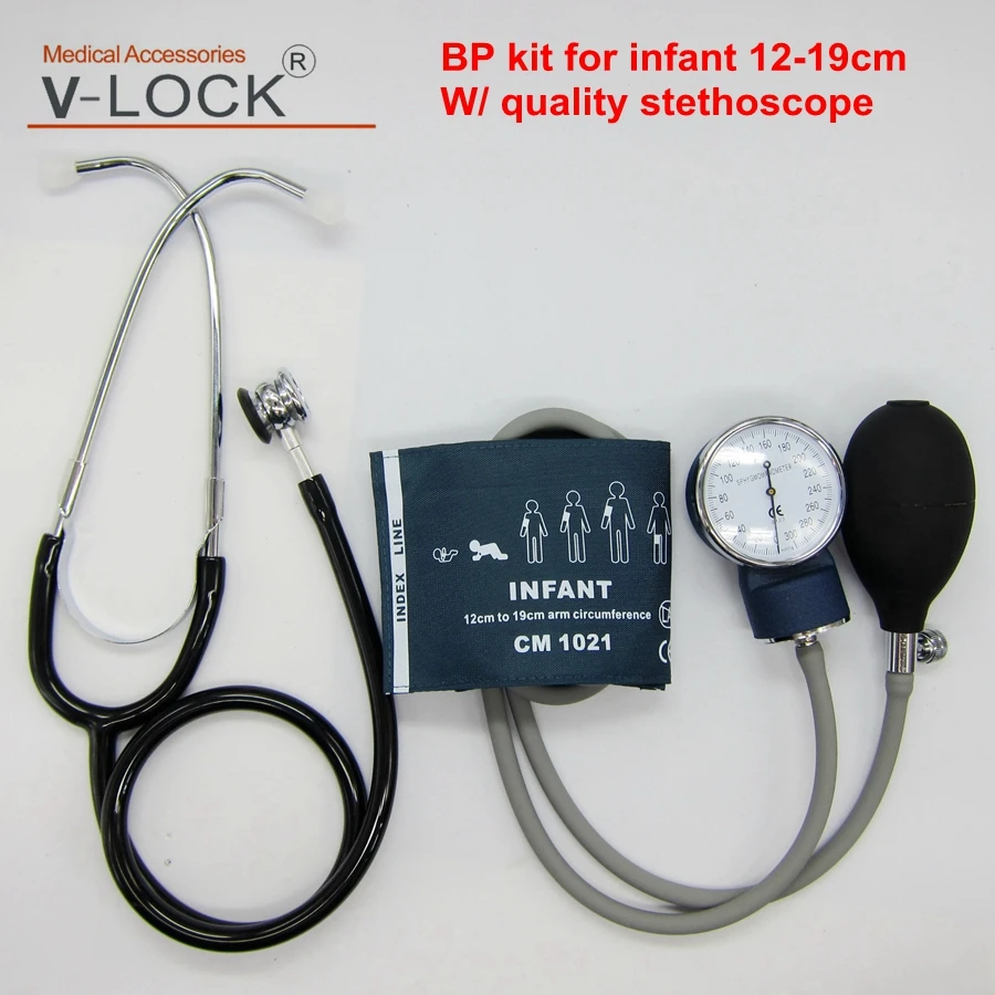 infant kit V-LOCK профессиональный тонометр анероидный Сфигмоманометр BP Манжета Комплект со стетоскопом - Цвет: infant kit
