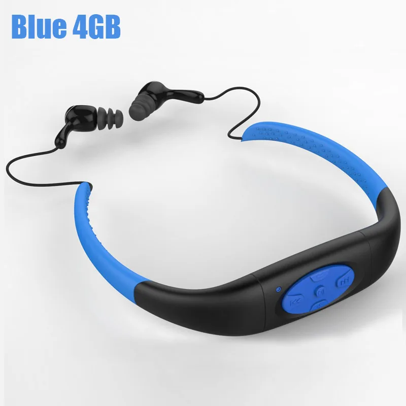 IPX8 водонепроницаемый плавательный MP3 плеер спортивные беспроводные Bluetooth наушники Шейная гарнитура наушники для плавания Дайвинг Серфинг - Цвет: Blue 4GB