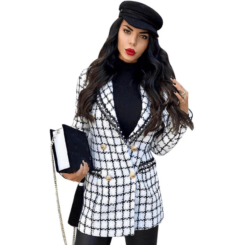 Уличный классический дизайнерский блейзер в стиле барокко женский двубортный с