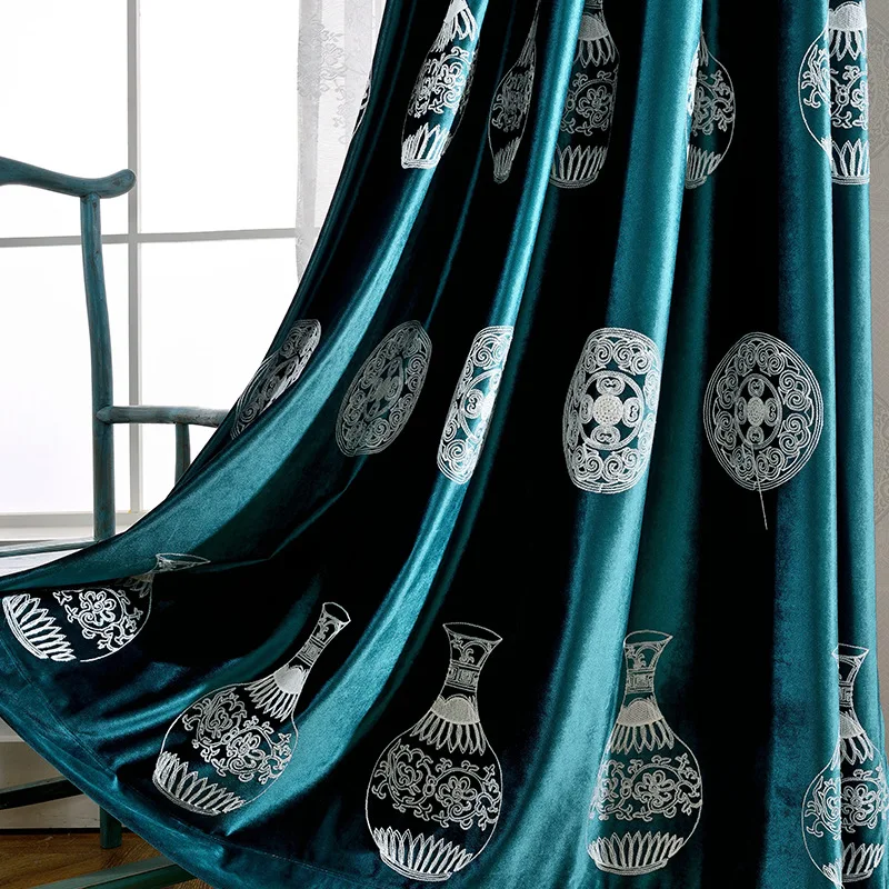 Бутылка итальянского бархата Шторы качество для Гостиная Спальня вышитые