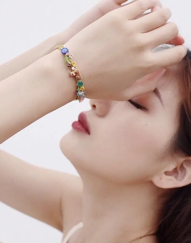 Amybaby ручной работы модный дизайнерский эмалированный глазурь маленький олененок женский браслет ювелирные изделия для вечерние