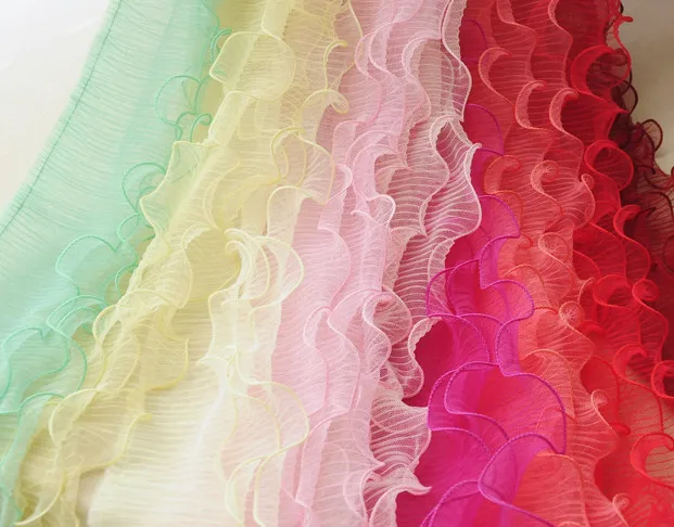 5 Yards/lot 27 Color 12cm 3 Layers Ruffle Lace Fabric Handmade DIY Material Wedding Dress Clothing Accessories Trim RS708 | Дом и сад