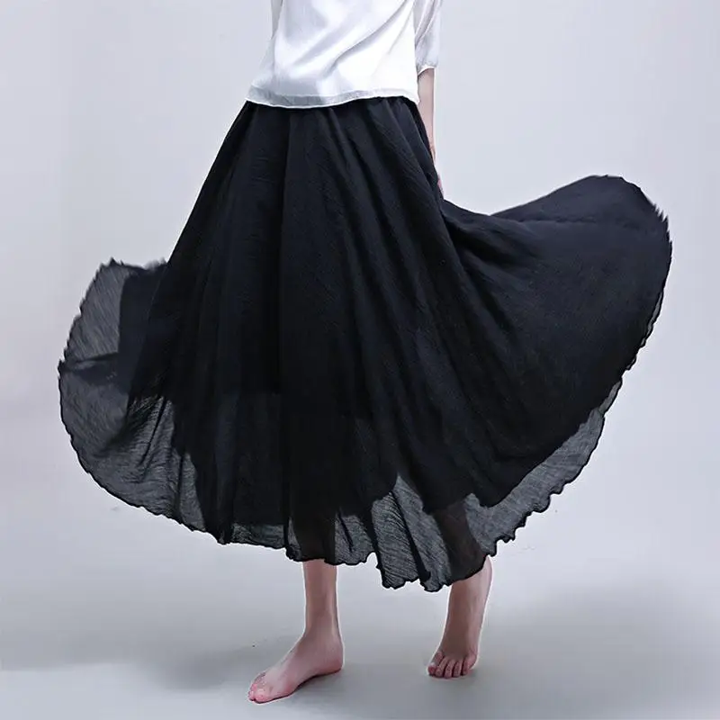 Yfashion женская льняная ткань юбка макси в стиле бохо Новая мода лето сплошной цвет