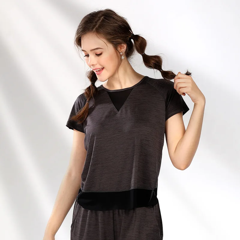 New Mesh Anti-Sweat Yoga T Shirt Summer 2019 Sportswear Loose Quick Dry Running Fitness Gym Sport Shirts Tracksuit for Women | Спорт и