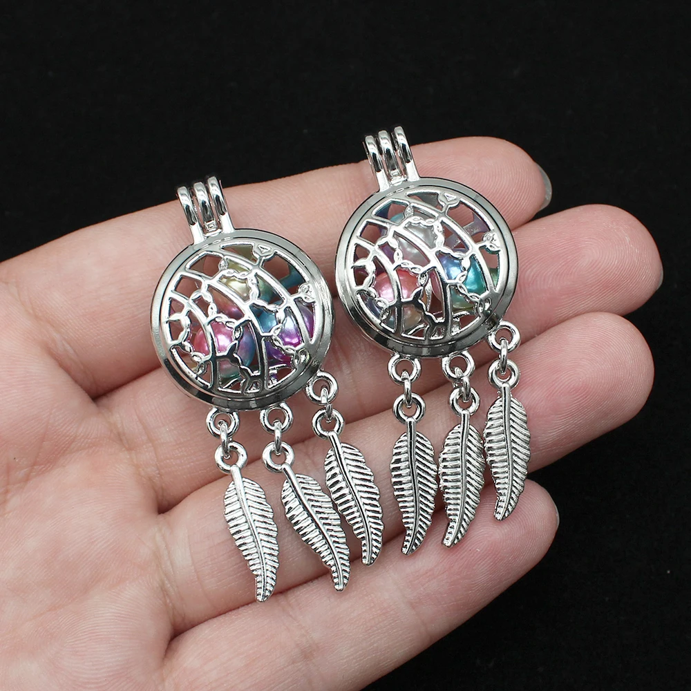 5 шт. посеребренный цветок ветка дерева Ловец снов жемчужная клетка кулон для DIY