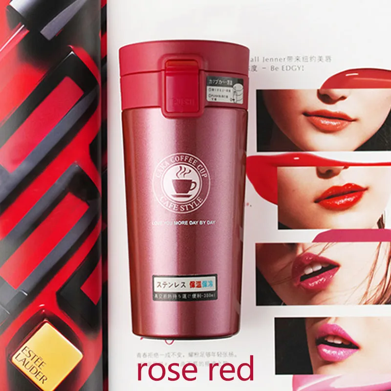 rose red Студенты поставки 290/380 мл Посуда термос 1 предмет Кофе чашки автомобиль Термальность чашки воды Кофе Нержавеющая сталь - Цвет: rose red