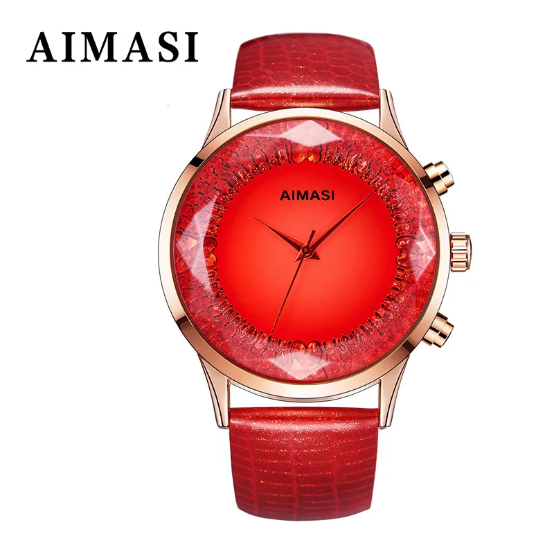 Бренд AIMASI стразы хрустальные часы стекло разноцветный ремень из натуральной