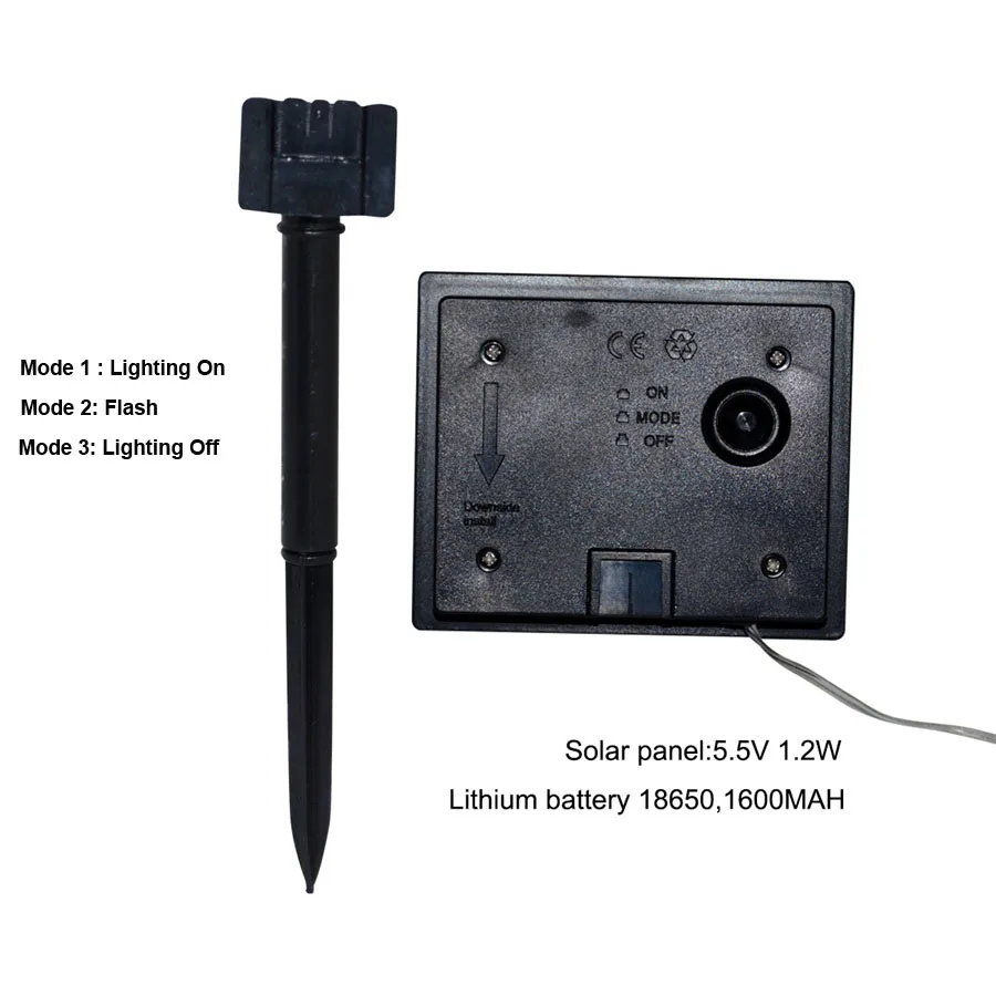 Светодиодная лента SMD2835 на солнечной батарее водонепроницаемая IP67 1600 мАч 3 режима