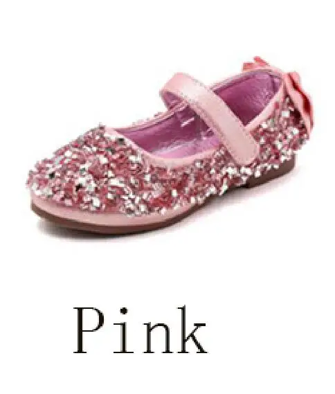 pink Детские золотые серебряные стразы с цветком для маленьких девочек; блестящие модельные туфли принцессы для девочек-подростков; школьная обувь для свадебной вечеринки; Новинка - Цвет: pink
