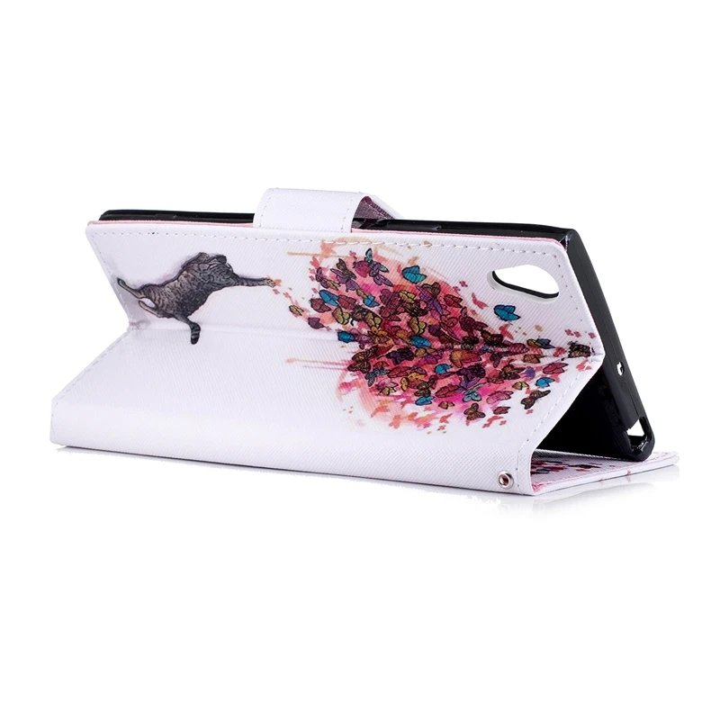 Чехол книжка с откидной крышкой для Sony Xperia XA1 Ultra Cute Cat Flamingo кожаный чехол Бумажник