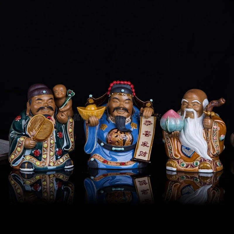 3PC/Set Chinese Classical Home Decoration Boutique Ceramic Sculpture Fu Lu Shou Three Immortal Ornaments Birthday Gifts | Дом и сад