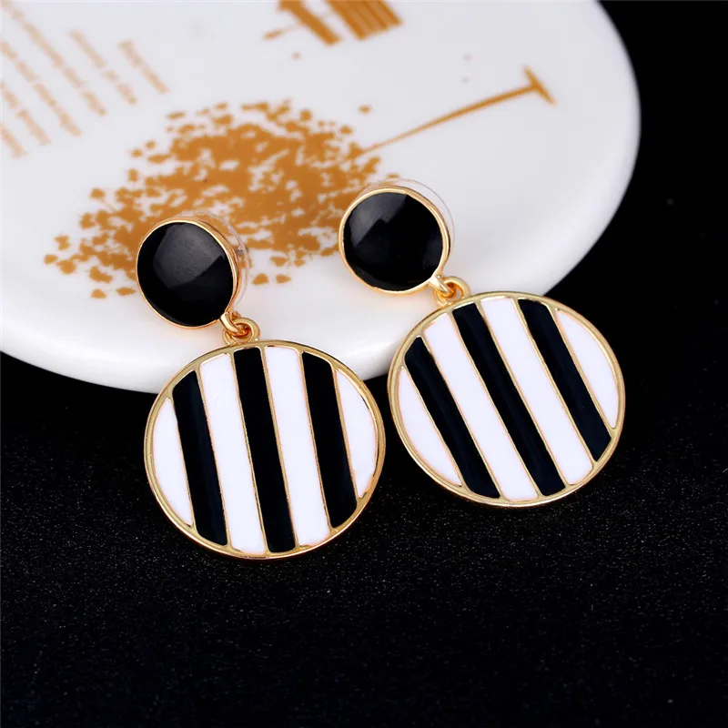 2017 Новая Мода Геометрическая Круглый Круг Черный и Белый Цвет Ювелирные Изделия