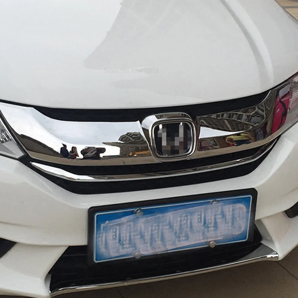 Для Honda City 2015-2018 ABS Хромированная внешняя Передняя средняя решетка для гриля