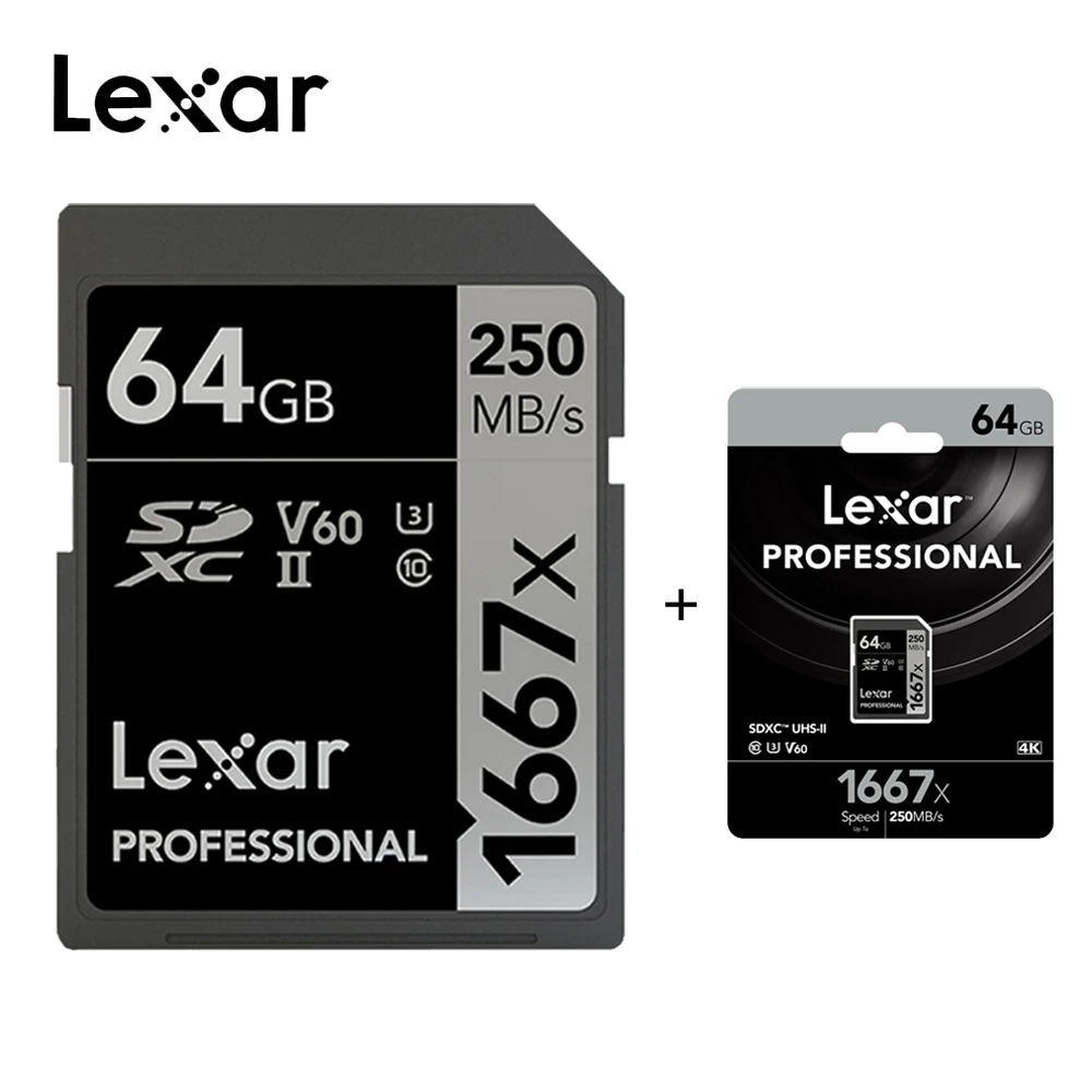 Оригинальная SD карта Lexar 1667X 256 ГБ флэш памяти 128 64 250 дюйма micro sd для 3D 4K Full HD