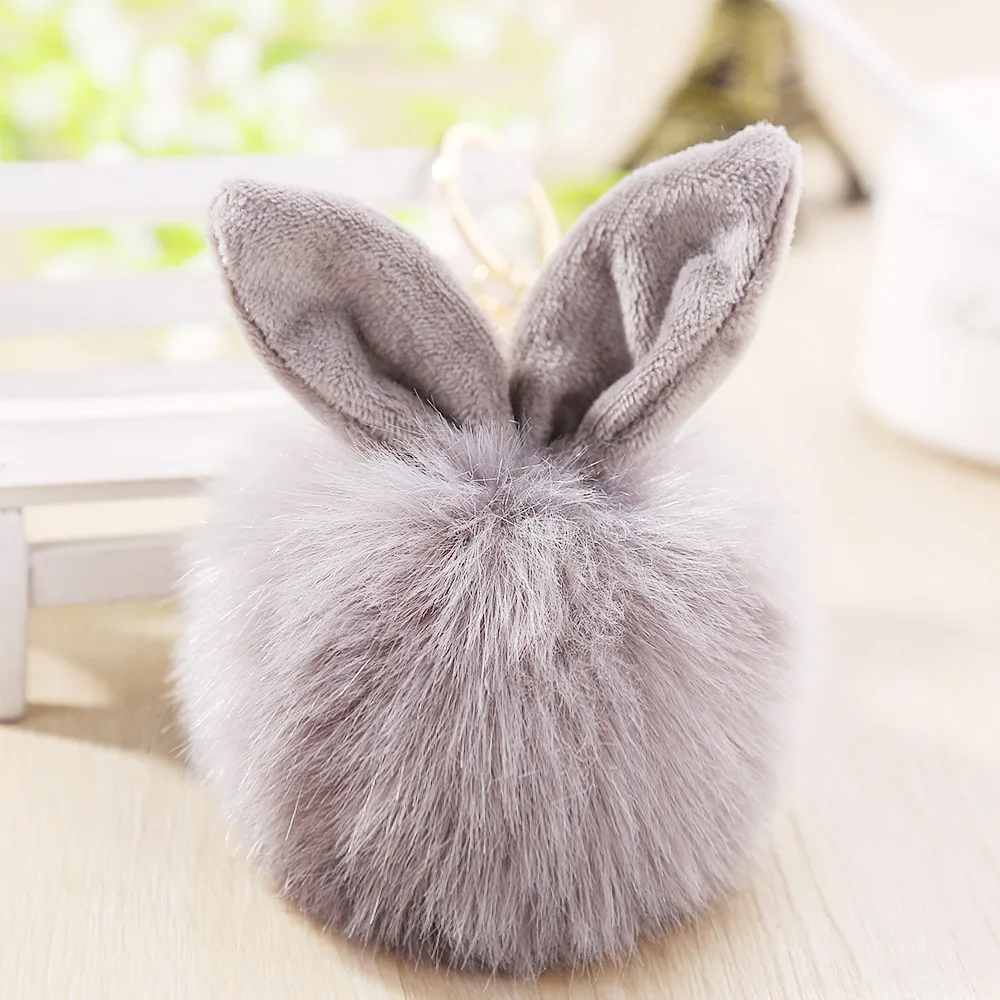 Милый кролик помпон брелок 100% настоящий кроличий мех мяч для женщины девушки